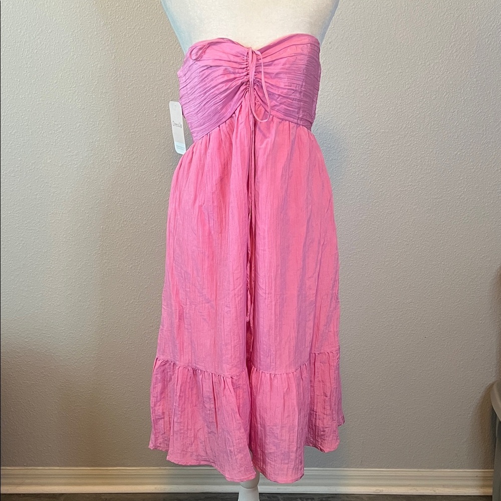 Dress Up Pink Ruffle Strapless Dress Size Medium NWT